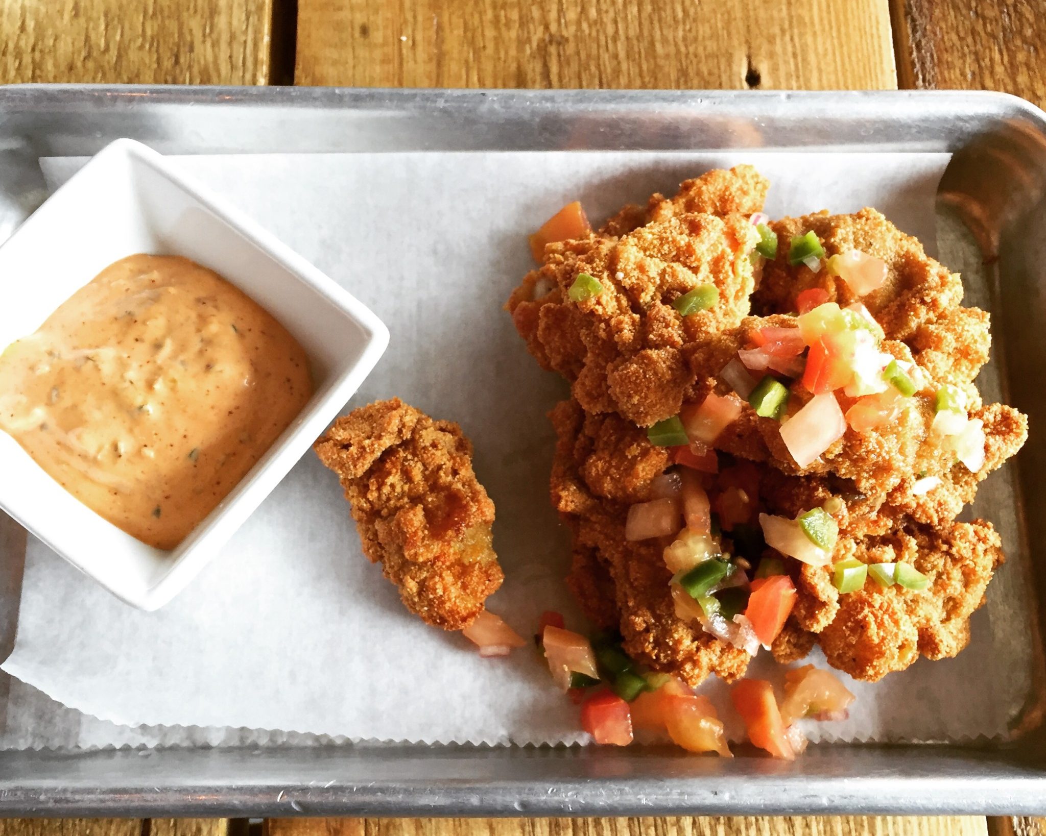 cornmeal-crusted fried Alabama oysters