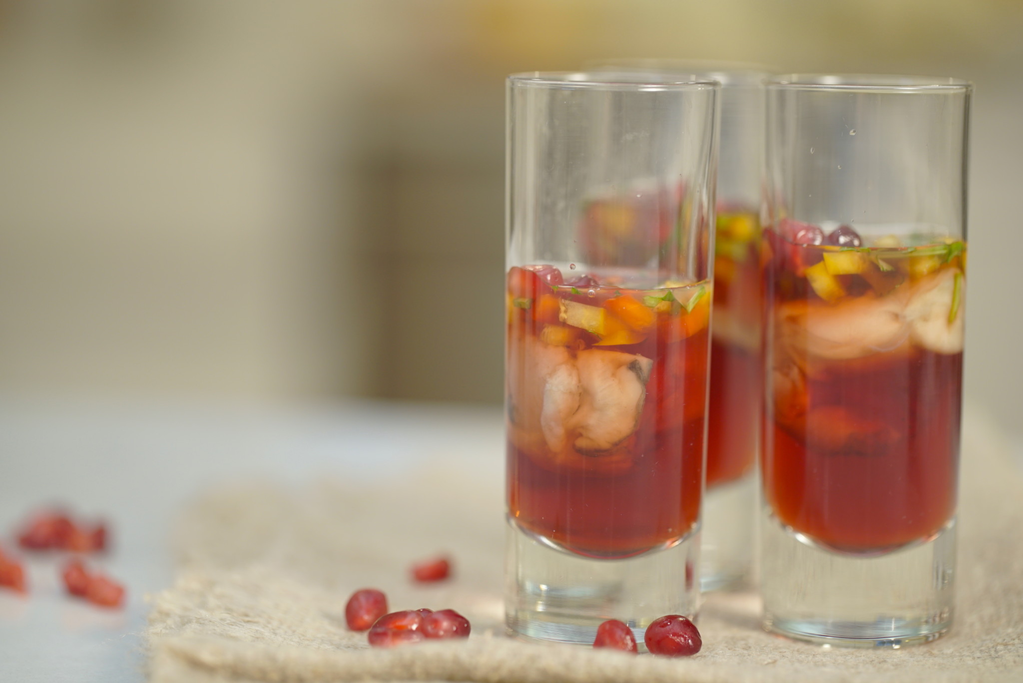 pomegranate oyster shooters