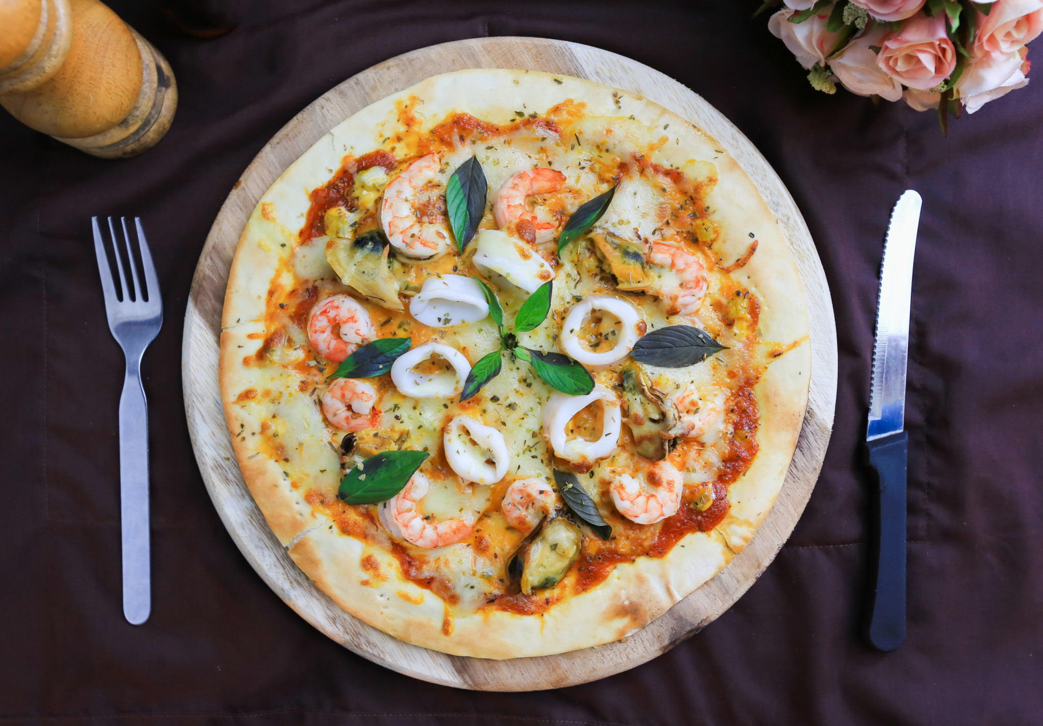 Shrimp, Oyster and Calamari Pizza