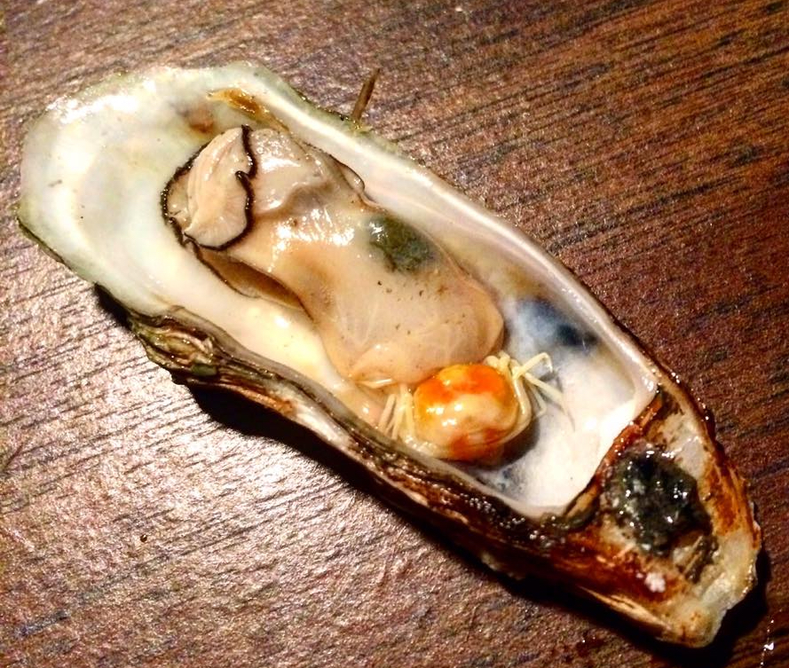 baby crab in oyster